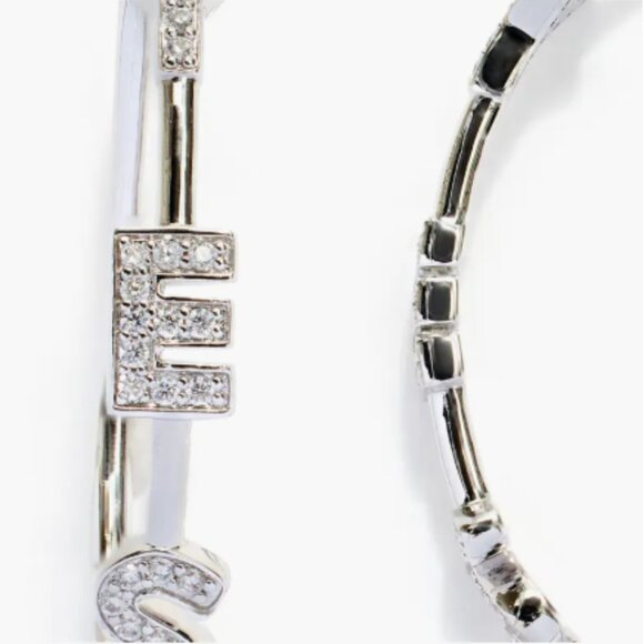 'Yes' Cubic Zirconia Hoop Earrings - Picture 2 of 2